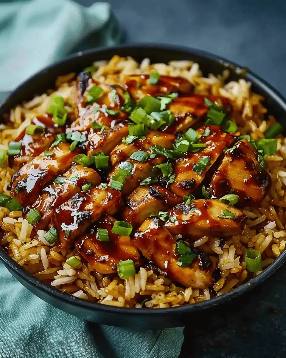 A Warm Skillet of Honey BBQ Chicken Rice