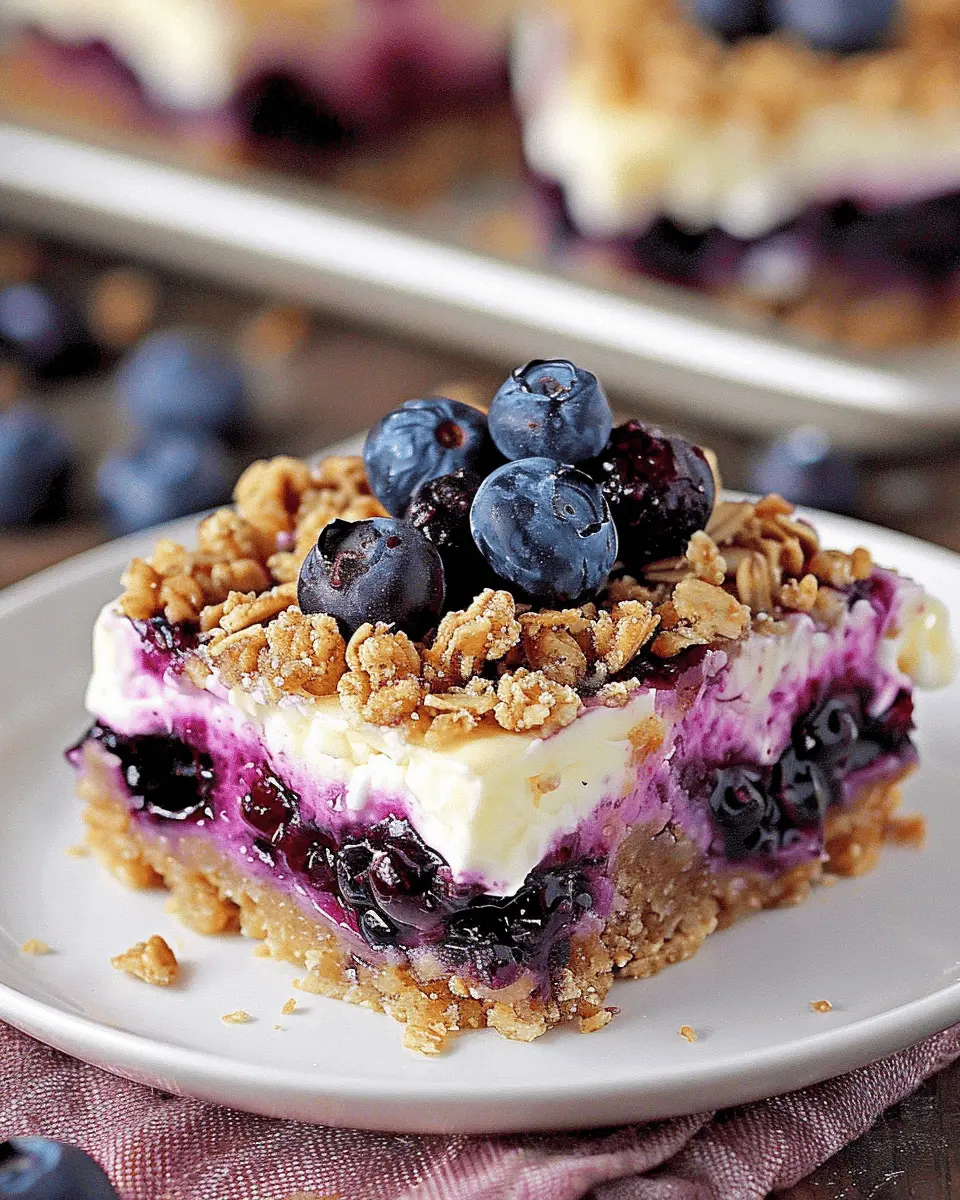 Blueberry Crisp Cheesecake Bars