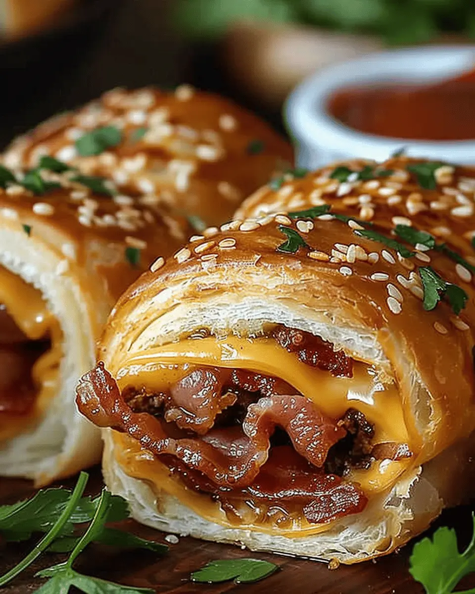 Garlic Butter Bacon Cheeseburger Rollups