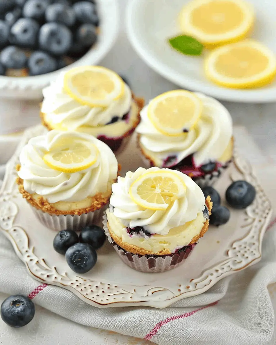 Mini Lemon Blueberry Cheesecakes