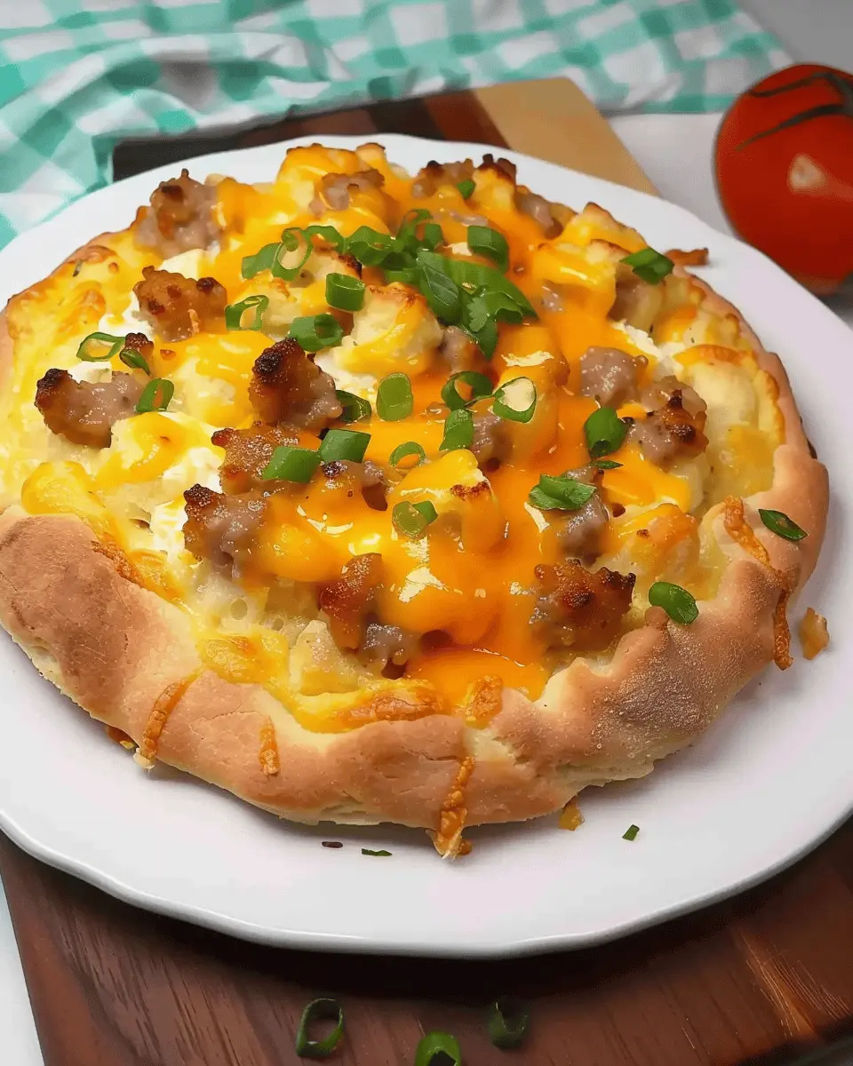 Biscuits and Sausage Gravy Breakfast Pizza