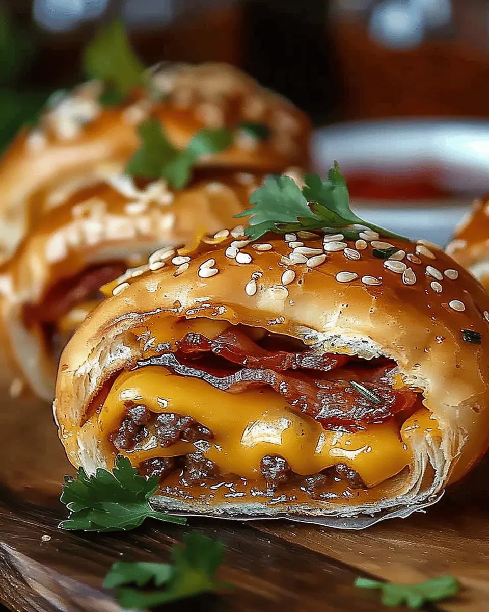Garlic Butter Bacon Cheeseburger Rollups