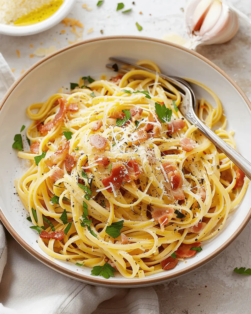 Homemade Pasta Carbonara with Bacon