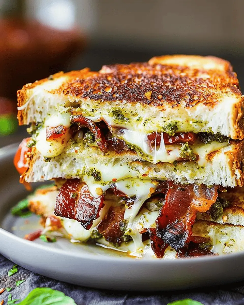 Sun Dried Tomato Bacon Pesto Grilled Cheese