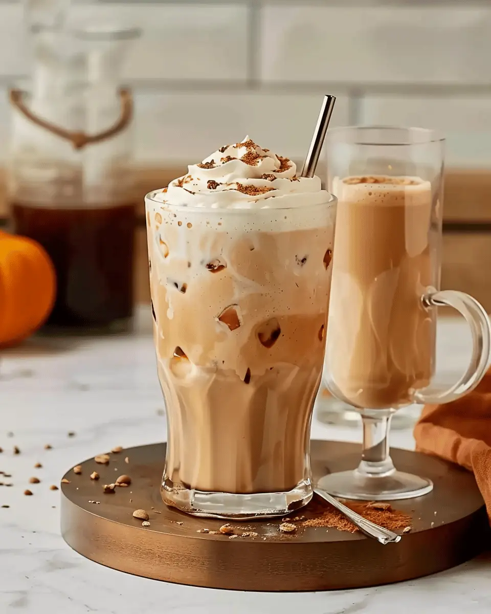 Copycat Starbucks Iced Chai Latte with Pumpkin Cream Cold Foam