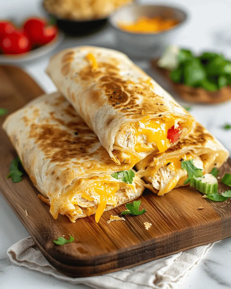 Cheesy Garlic Chicken Wraps