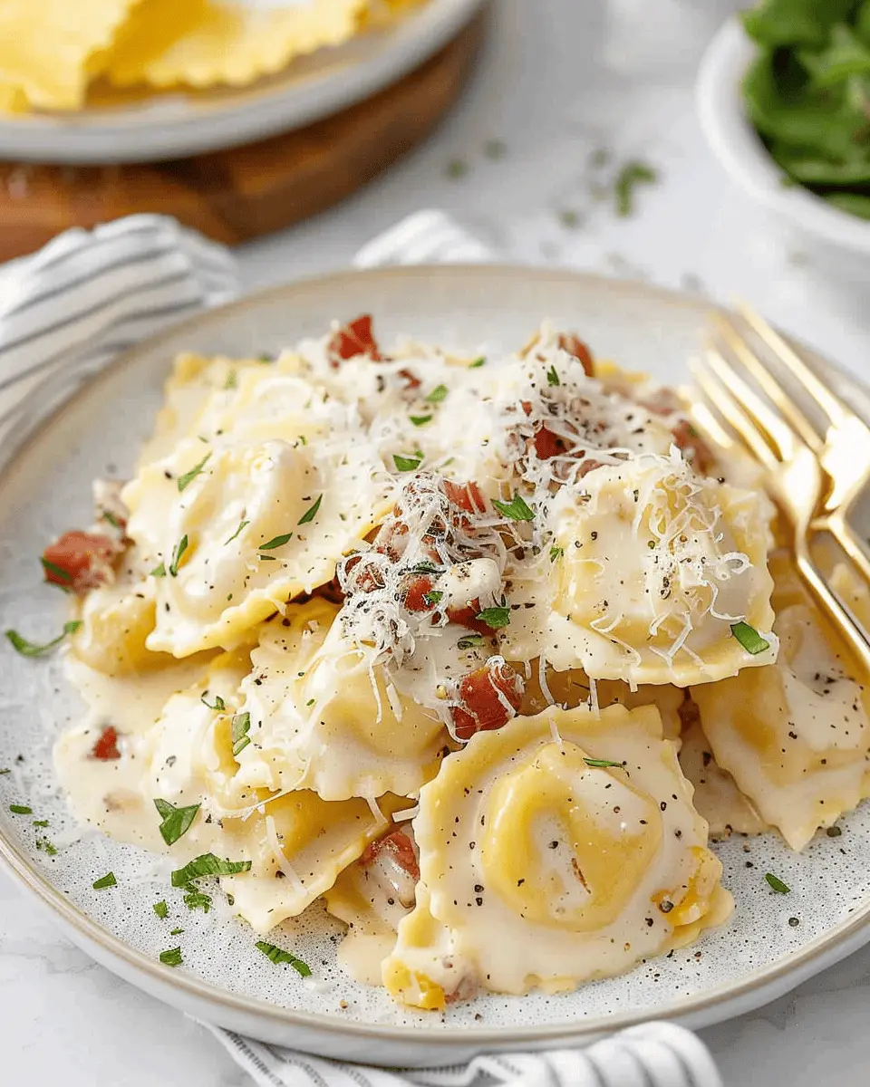 Copycat Olive Garden Ravioli Carbonara