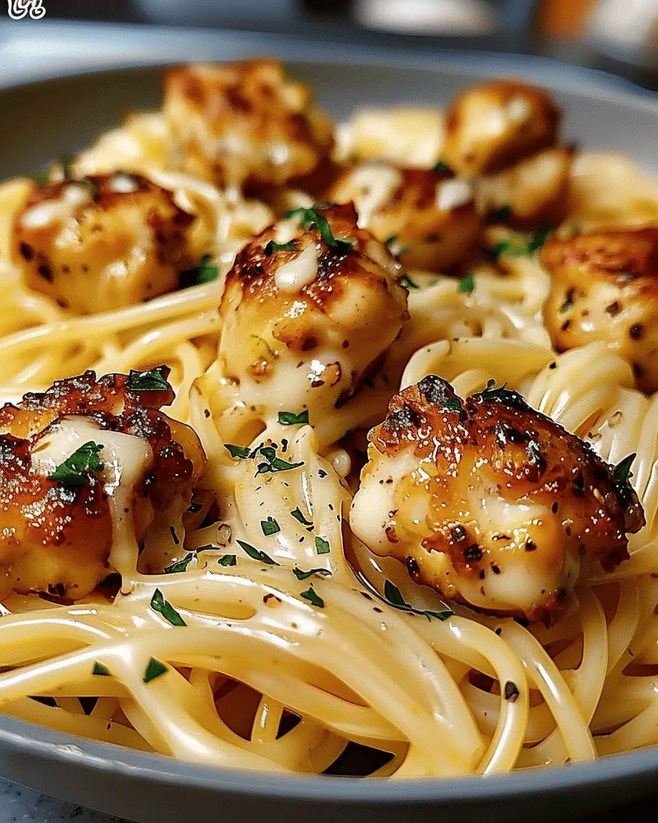 Garlic Butter Chicken Bites with Creamy Parmesan Pasta
