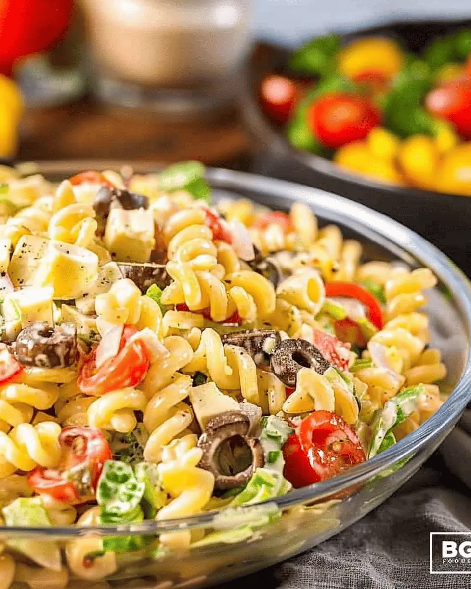 Big Mac Pasta Salad with Turkey Bacon and Chicken Ham Delight