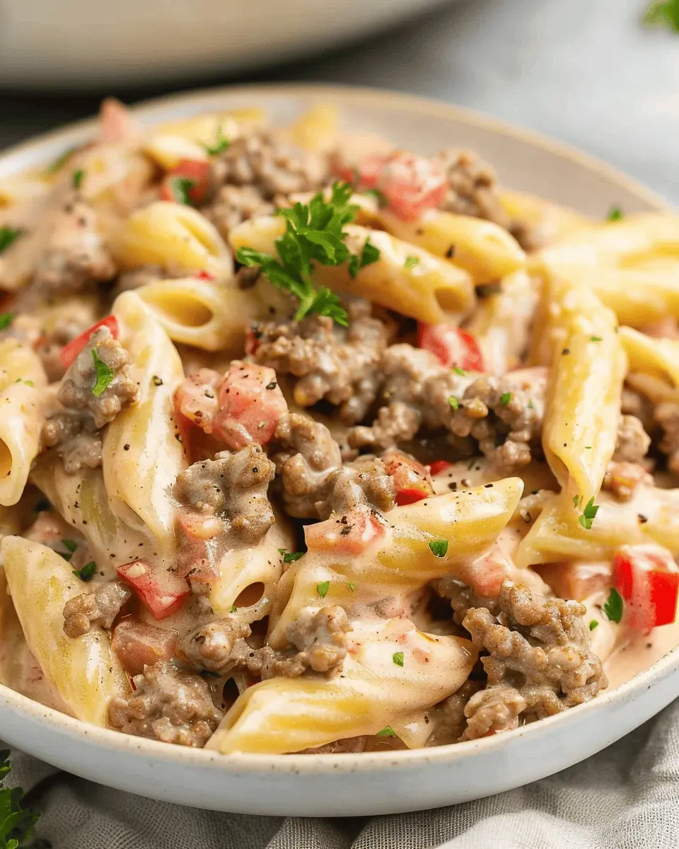 Creamy Rotel Pasta: Easy Ground Beef Delight for Any Night
