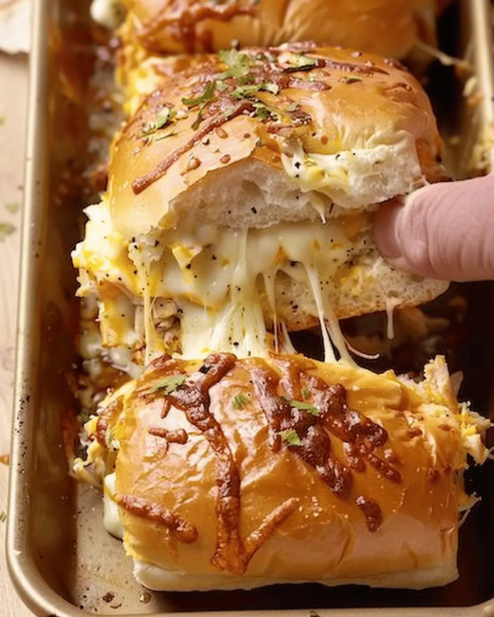 Extra-Cheesy Chicken Sliders with Turkey Bacon and Chicken Ham