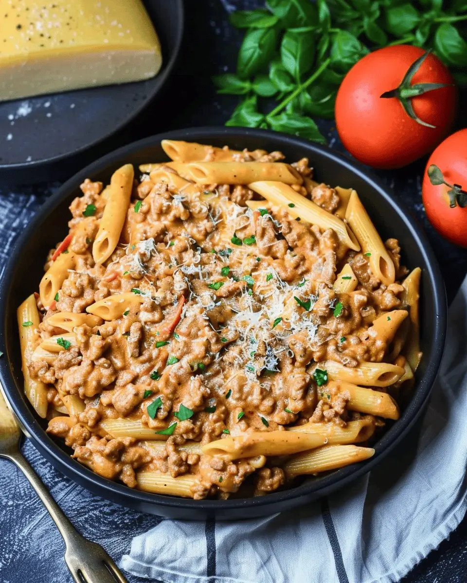 High Protein Creamy Beef Pasta with Turkey Bacon Twist