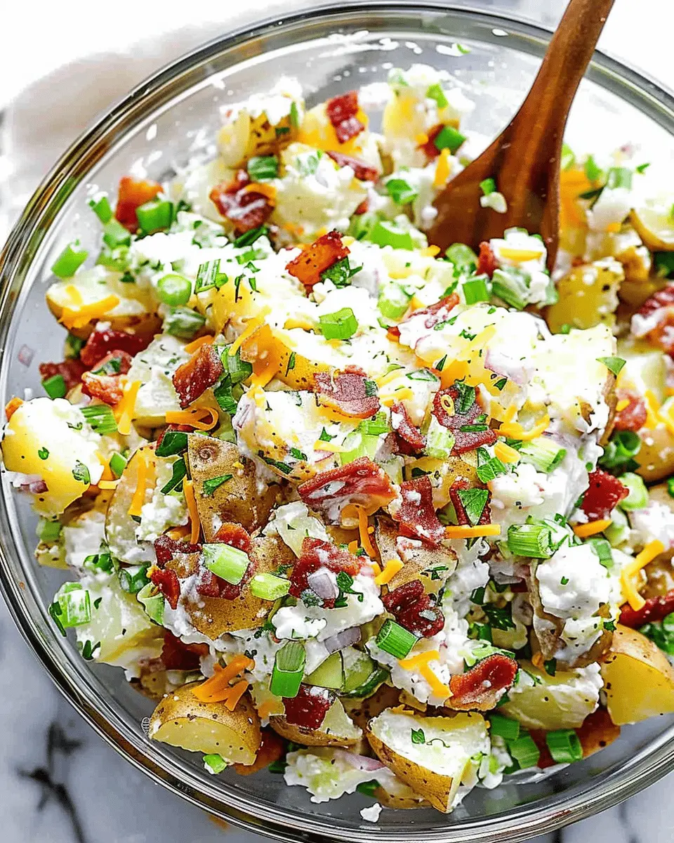 Loaded Baked Potato Salad with Turkey Bacon and Chicken Ham Delight