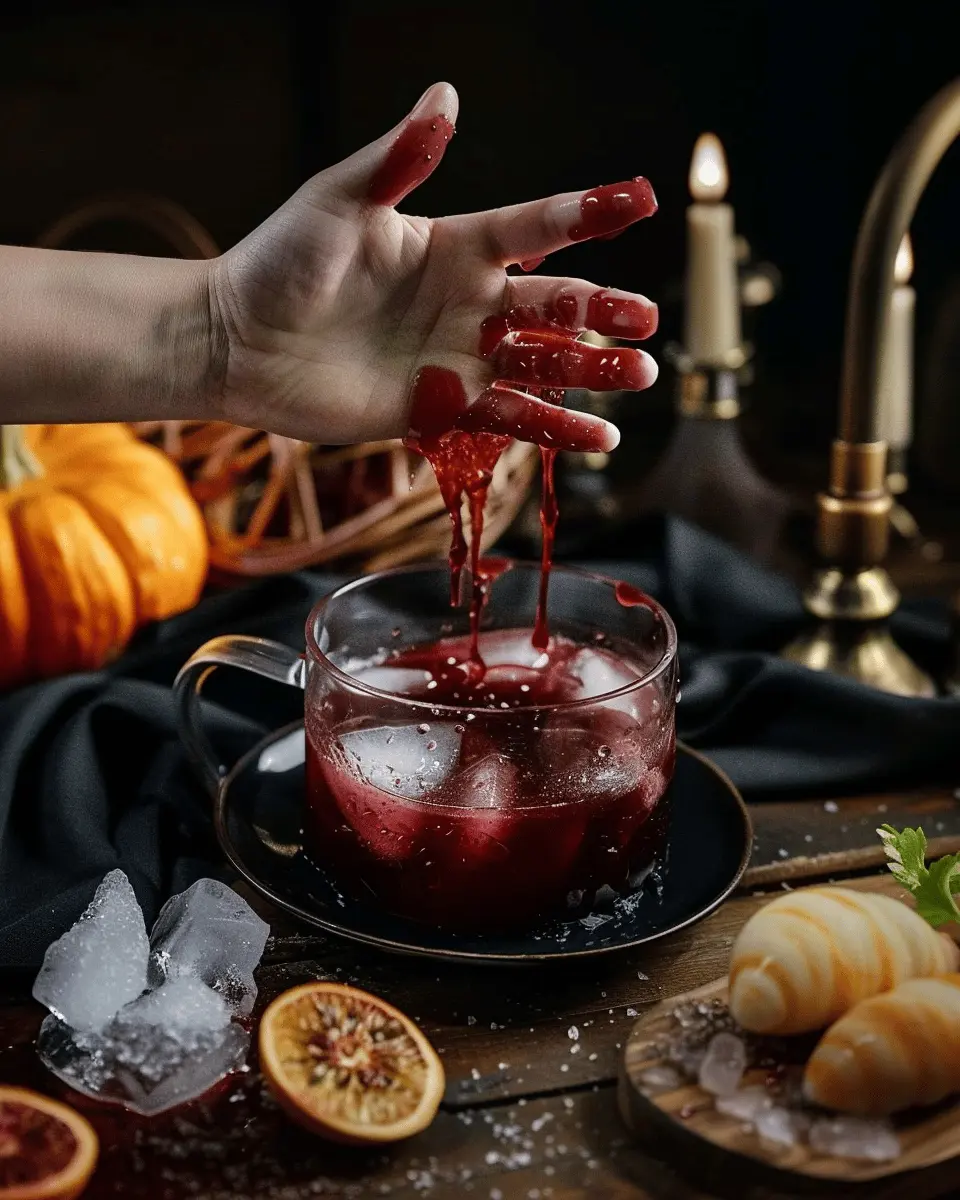 Easy Halloween food ideas: Spooktacular Bloody Punch with Ice-Cold Hand