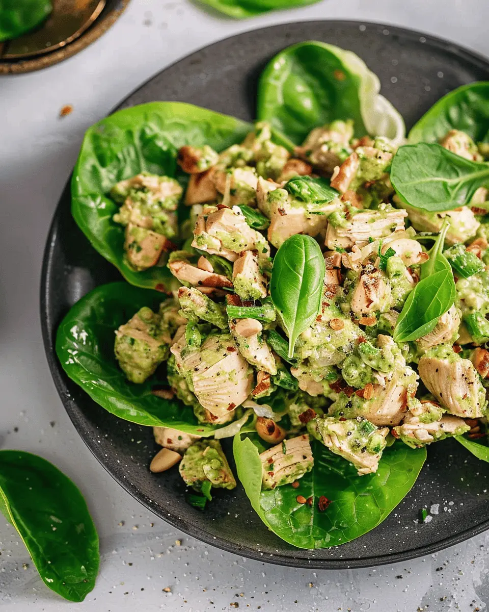 Easy Healthy Dinner Recipes: Pesto Chicken Salad Lettuce Wraps Delight