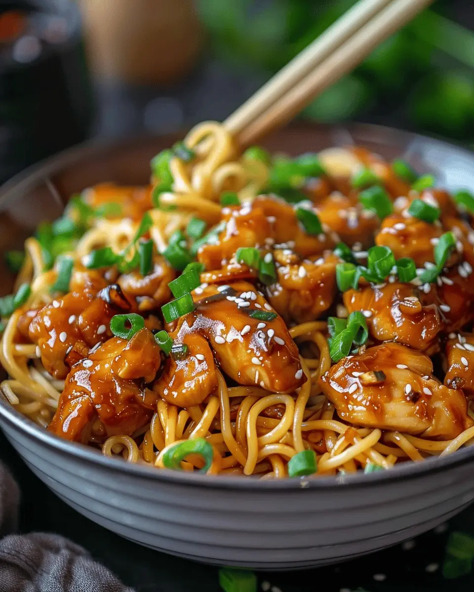 Easy Recipes Dinner: Delight in Sticky Garlic Chicken Noodles