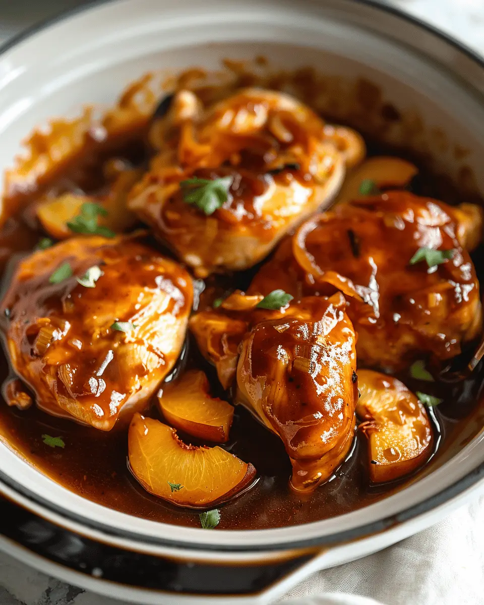 Easy Summer Meals Ideas: Juicy Crockpot BBQ Peach Chicken Recipe