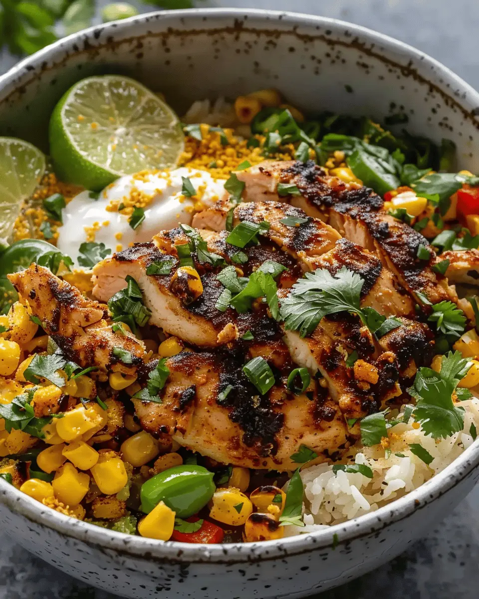 Easy Recipes Dinner: Flavorful Street Corn Chicken Rice Bowl