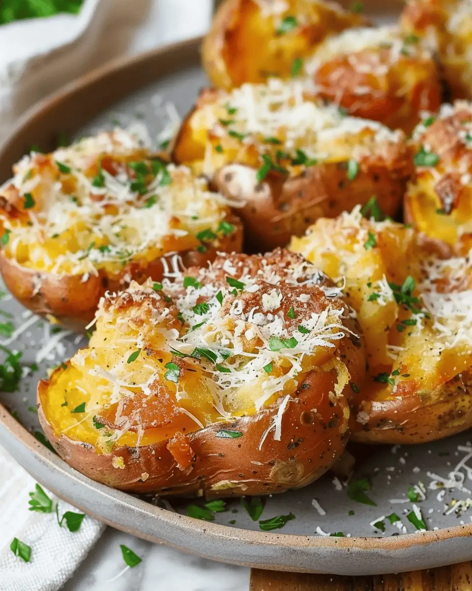 Sweet Potato Recipes: Easy Garlic Parmesan Smashed Potatoes with Turkey Bacon