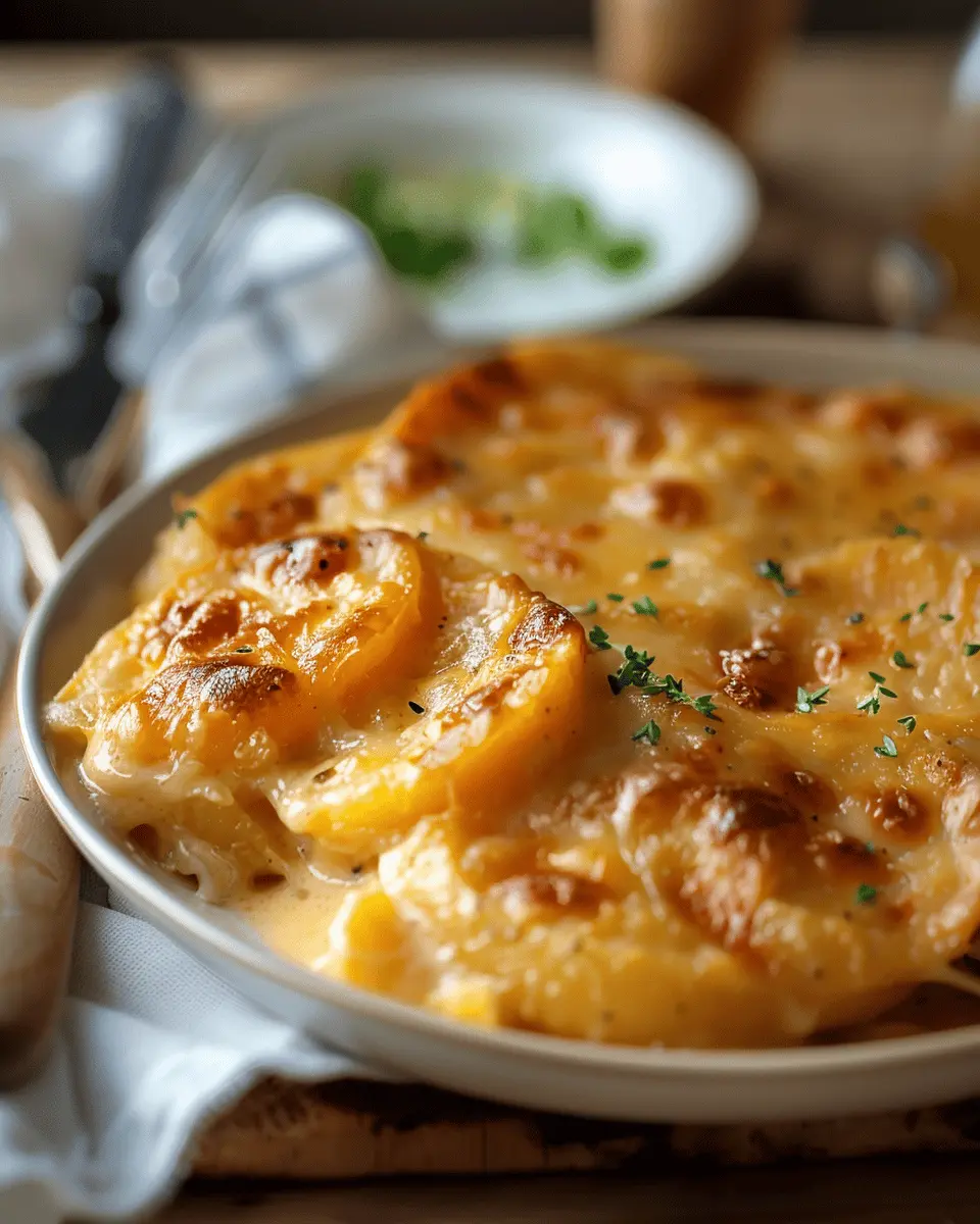 Sweet Potato Recipes: Indulgent Cheesy Scalloped Potatoes with Turkey Bacon