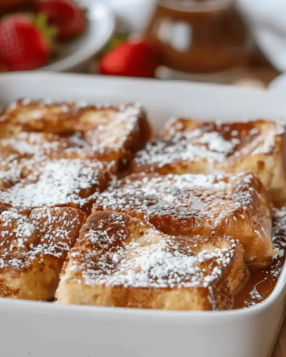 Breakfast ideas: Indulgent Traditional French Toast Casserole with Turkey Bacon and Chicken Ham