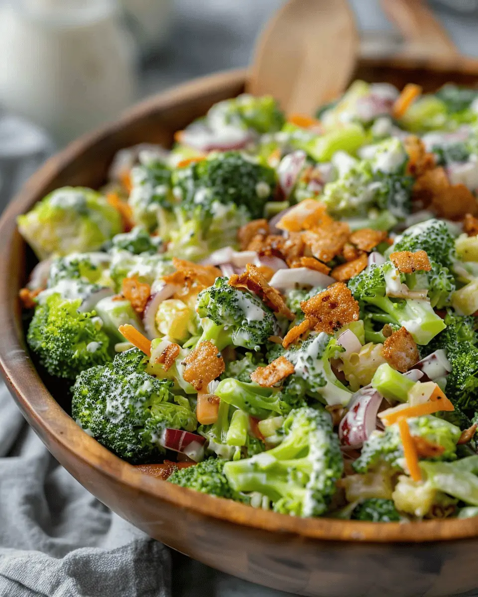 Delicious Salad Recipes Ideas: Easy Creamy Broccoli Crunch Salad Under 100 Calories