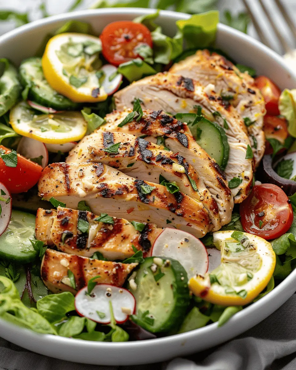 Delicious Salad Recipes Ideas: Juicy Grilled Lemon Herb Chicken Salad