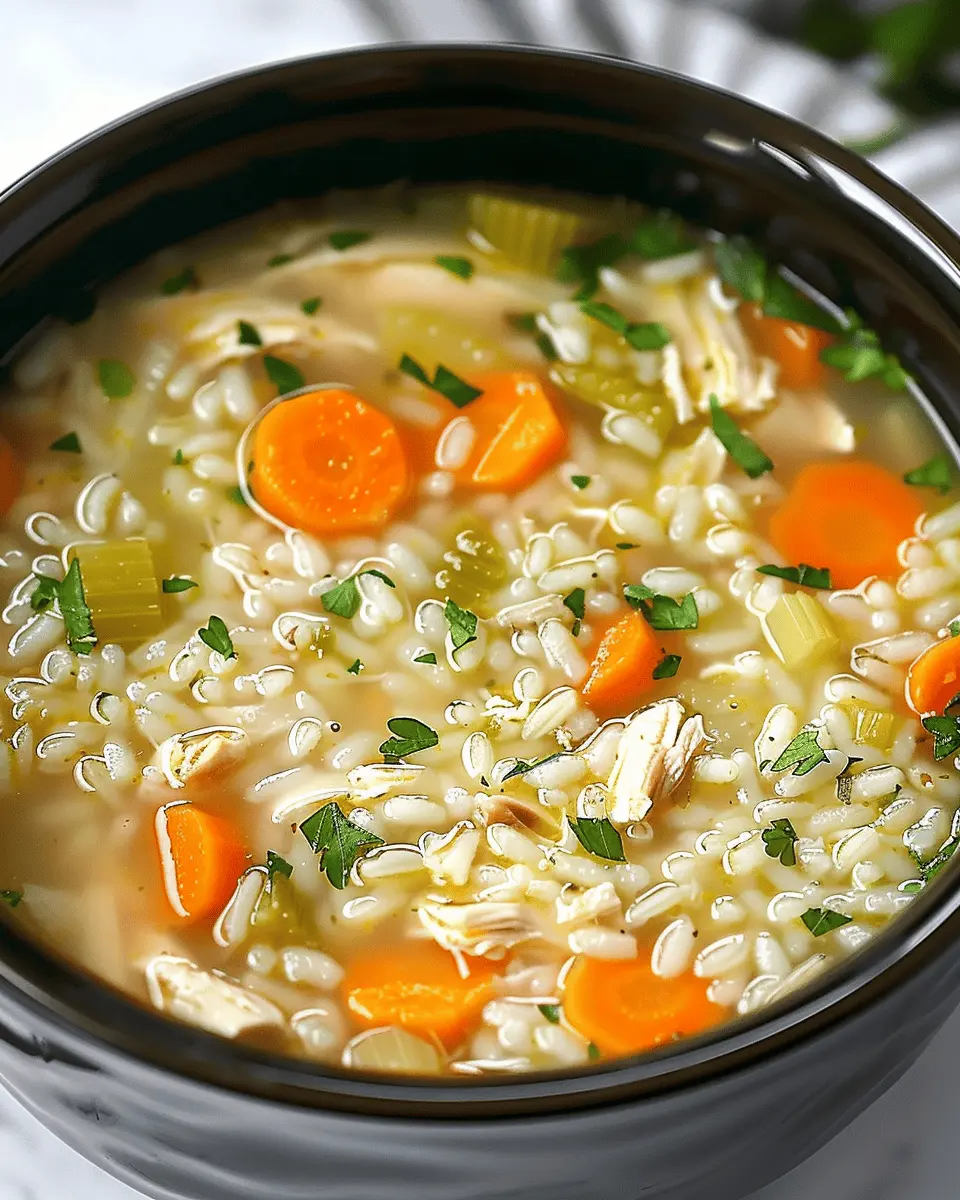 easy soup recipes: Cozy Crockpot Chicken and Rice Soup Delight