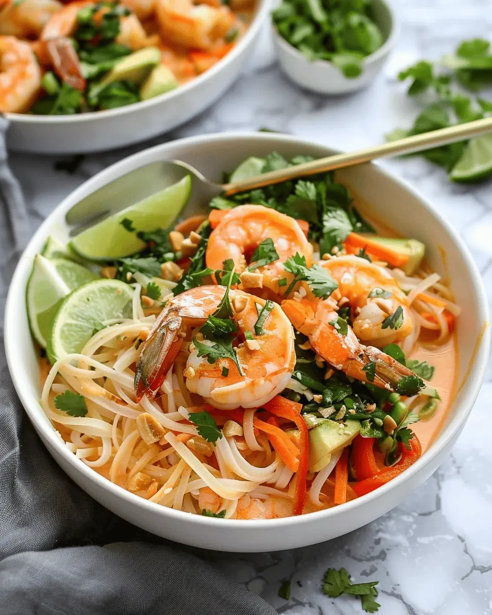 Delicious Salad Recipes Ideas: Easy Thai-Style Coconut Curry Shrimp Noodle Bowls