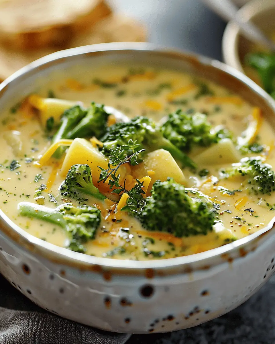 Easy Soup Recipes: Cozy Broccoli Cheddar Potato Soup with Turkey Bacon