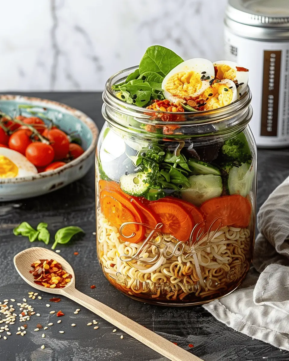 Delicious Salad Recipes Ideas: Easy Meal Prep Ramen Salad Jar