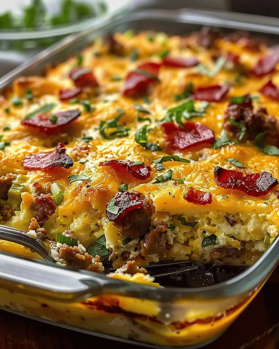 breakfast ideas: Indulgent Crack Breakfast Casserole with Turkey Bacon