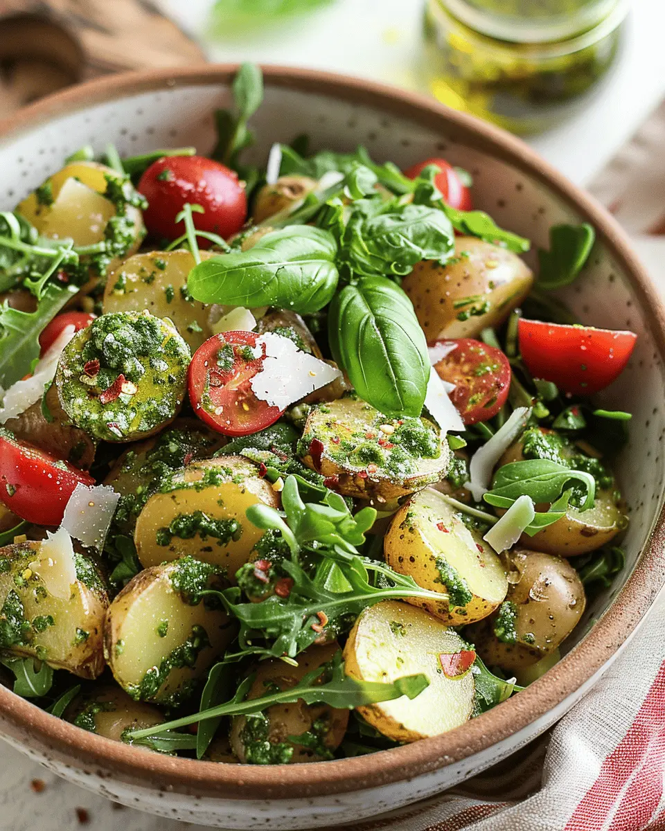 Delicious Salad Recipes Ideas: Indulgent Arugula Pesto Potato Salad