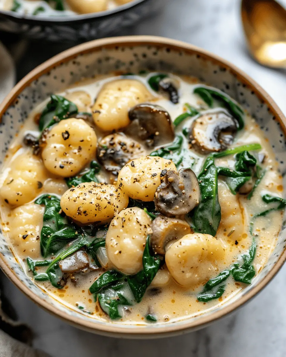 Easy Soup Recipes: Indulgent Creamy Spinach and Mushroom Gnocchi Soup