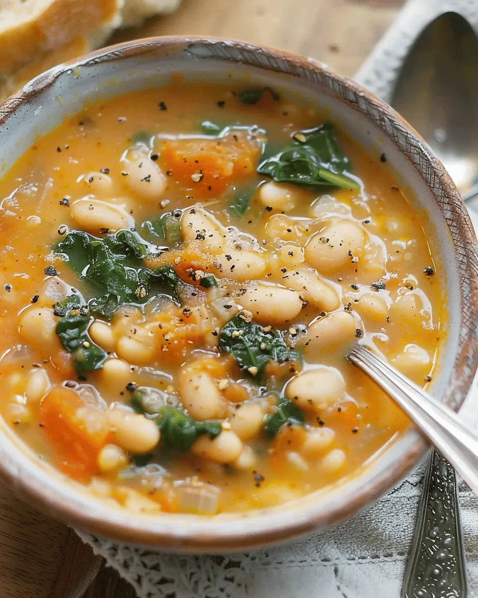 easy soup recipes: The Best White Bean Soup with Turkey Bacon