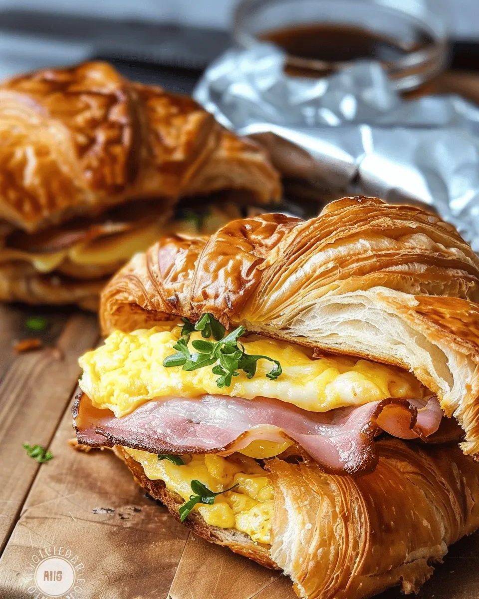 Breakfast ideas: Indulgent Croissant Breakfast Sandwiches with Turkey Bacon and Chicken Ham