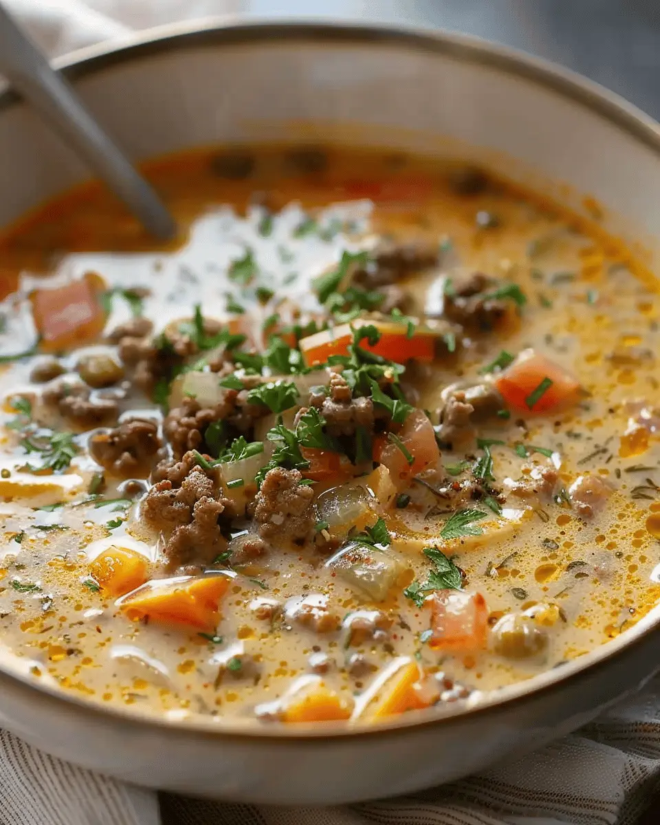Easy Soup Recipes: Indulgent Cheeseburger Soup with Turkey Bacon