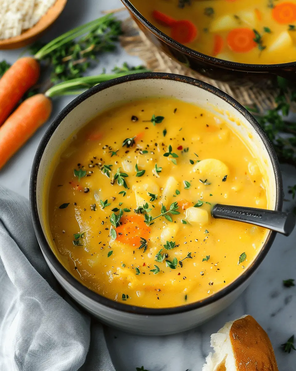 Easy Soup Recipes: Comforting Carrot Potato Soup with Turkey Bacon