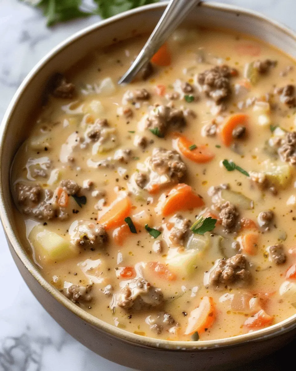 Easy Soup Recipes: Indulgent Cheeseburger Soup with Turkey Bacon