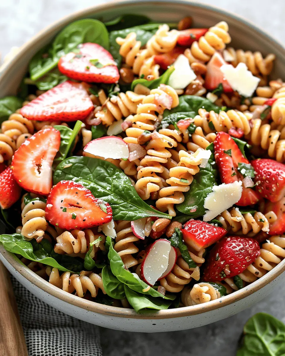 Delicious Salad Recipes Ideas: Easy Strawberry Spinach Pasta Salad