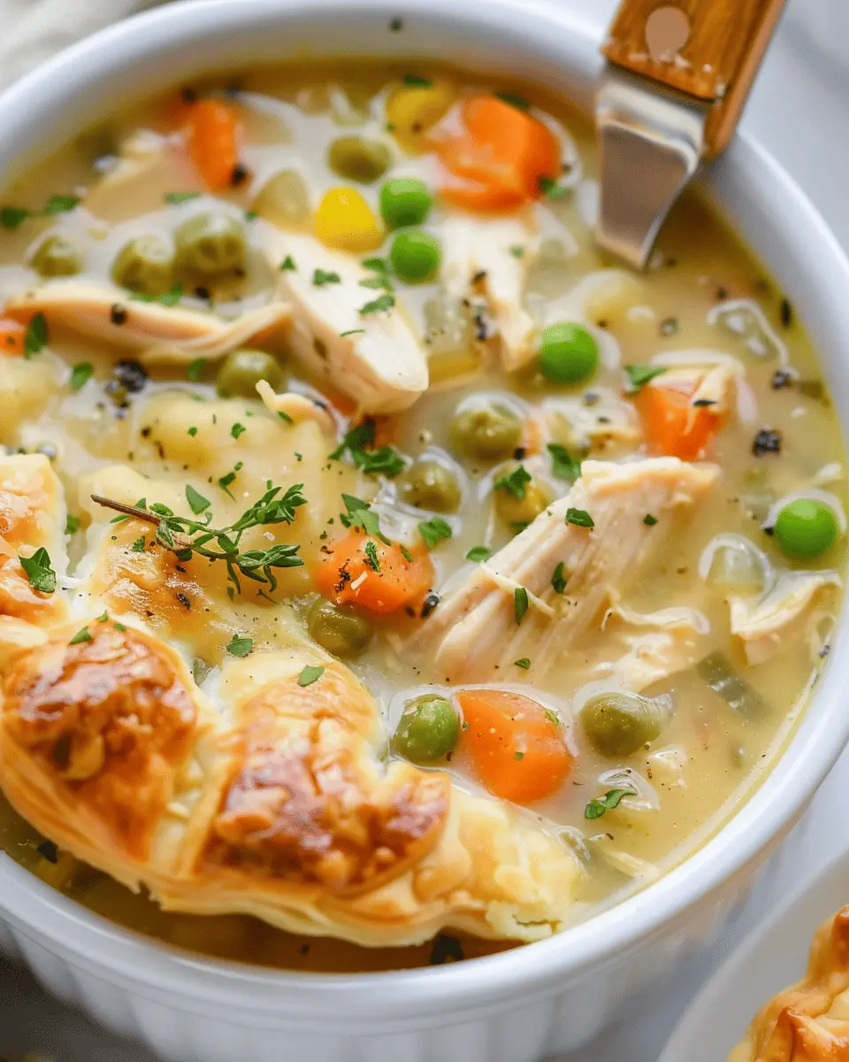 Easy Soup Recipes: Comforting Chicken Pot Pie Soup with Turkey Bacon