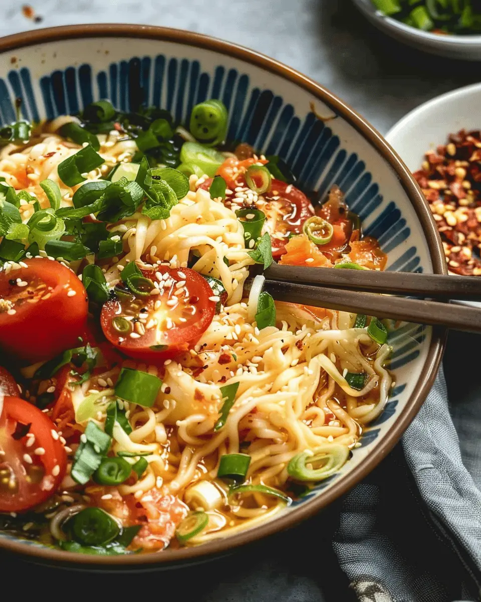 Delicious Salad Recipes Ideas: Easy Tomato Ramen with Turkey Bacon