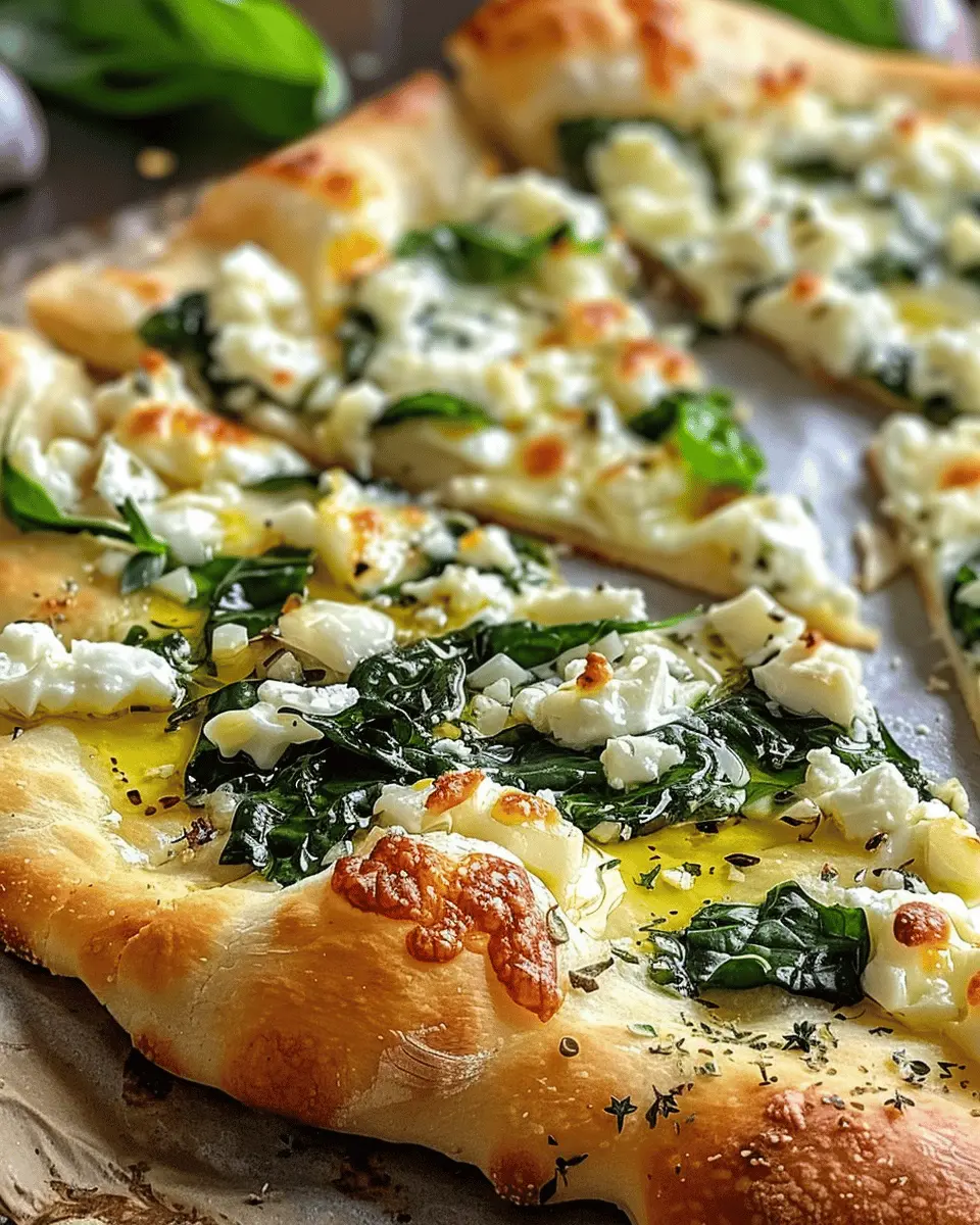 quick recipe ideas: Delicious Greek Roasted Garlic Spinach White Pizza