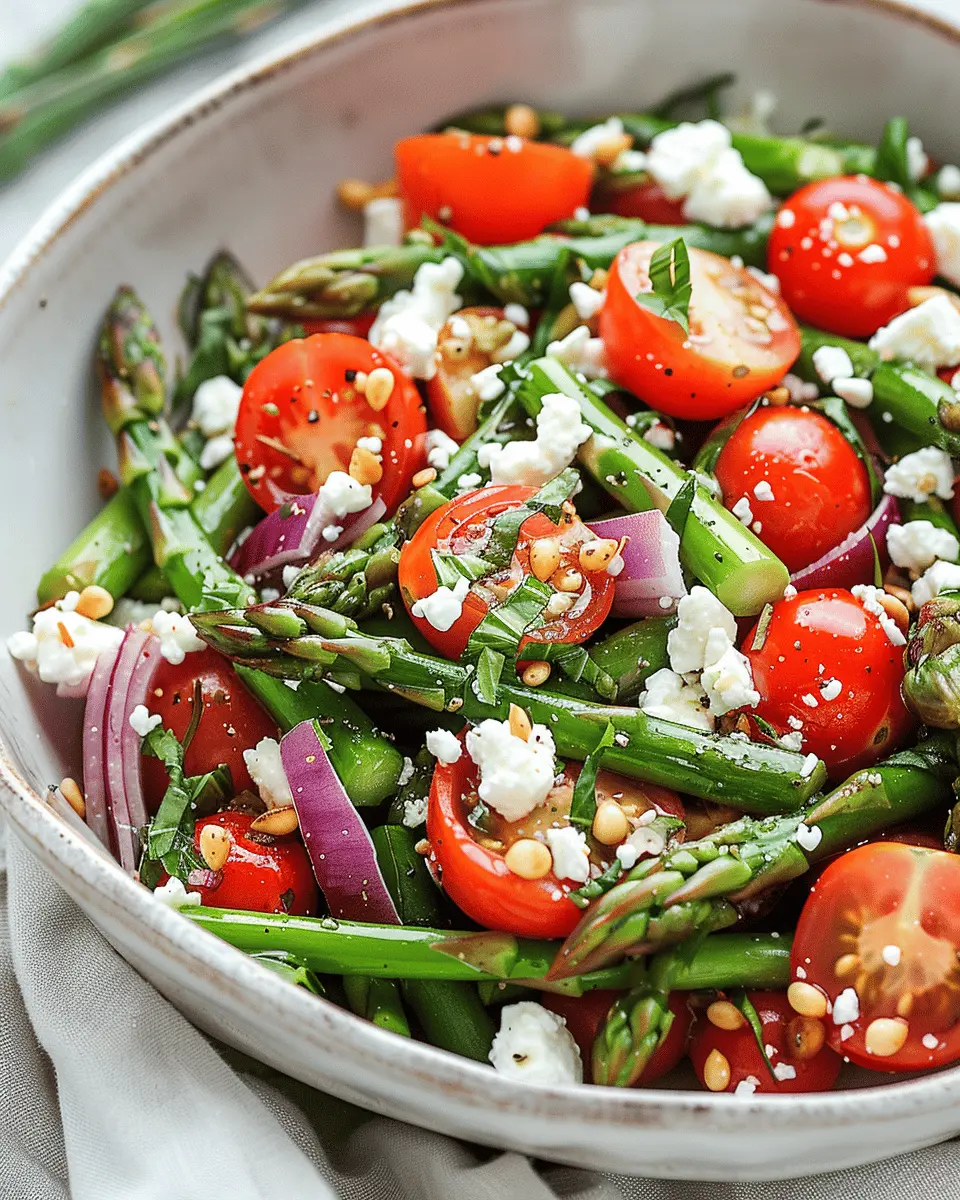 Delicious Salad Recipes Ideas: Fresh Asparagus, Tomato, and Feta Delight