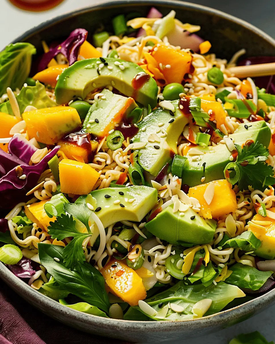 Delicious Salad Recipes Ideas: Quick & Easy Asian Mango Avocado Ramen Salad