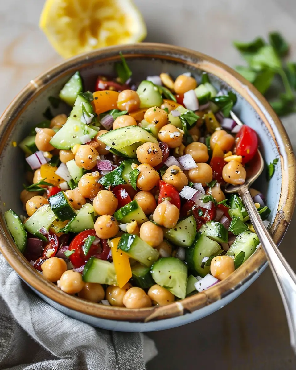 Delicious Salad Recipes: Quick &amp; Easy 15-Minute Mediterranean Chickpea Salad