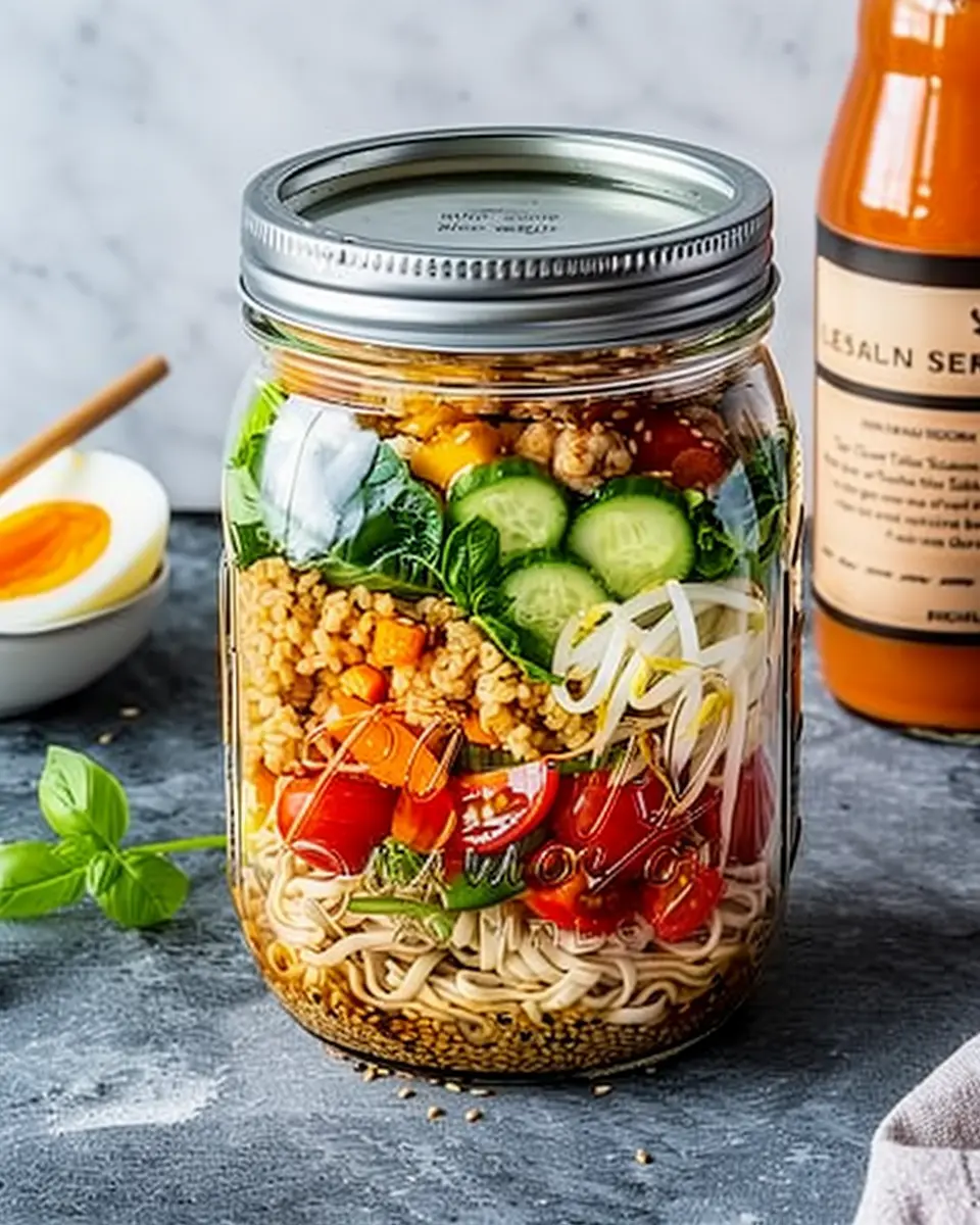 Delicious Salad Recipes Ideas: Easy Meal Prep Ramen Salad Jar