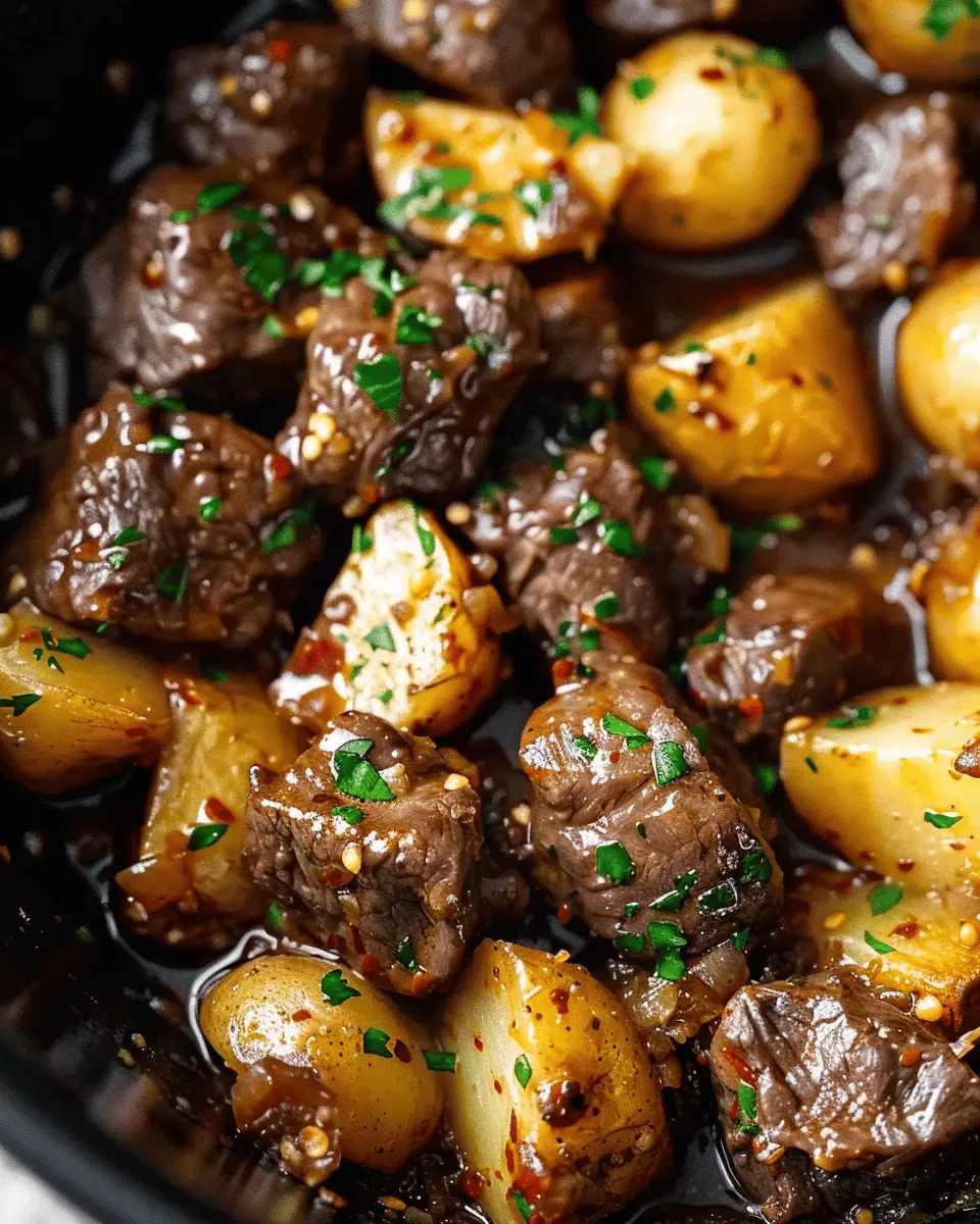 Slow Cooker Garlic Butter Beef Bites: Easy Comfort with Potatoes
