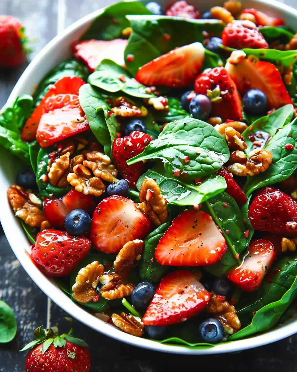 Delicious Salad Recipes Ideas: Easy 15-Minute Strawberry Spinach Salad