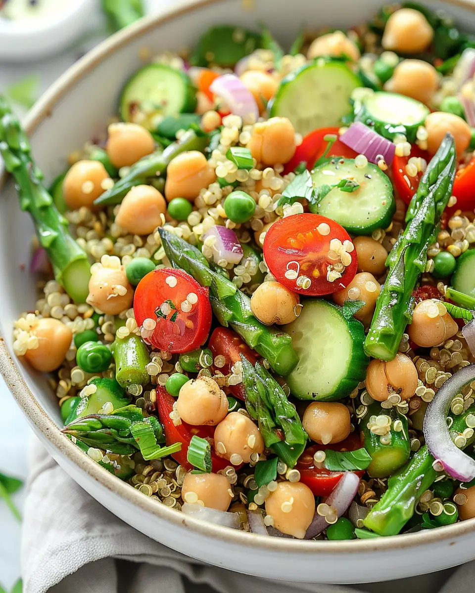 Delicious Salad Recipes Ideas: Fresh Asparagus Chickpea Quinoa Delight